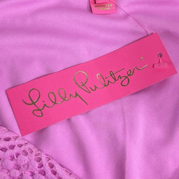 Lilly Pulitzer Lexa Dress Lilac Rose Scalloped Shell Lace Size XL NWT $198 - Picture 9 of 12